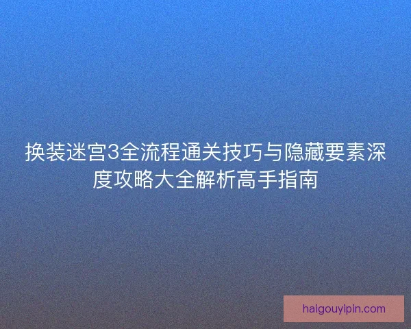 换装迷宫3全流程通关技巧与隐藏要素深度攻略大全解析高手指南