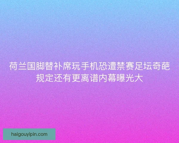 荷兰国脚替补席玩手机恐遭禁赛足坛奇葩规定还有更离谱内幕曝光大
