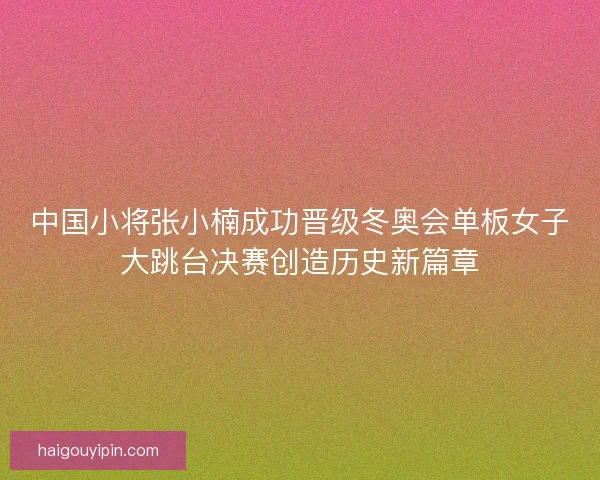 中国小将张小楠成功晋级冬奥会单板女子大跳台决赛创造历史新篇章